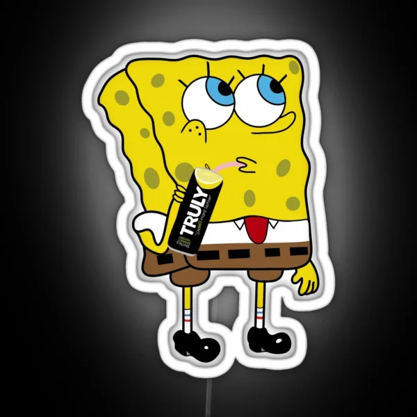 Spongebob Drinking Truly Seltzer RGB Neon Sign