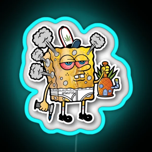 Spongebob Off His Head RGB Neon Sign