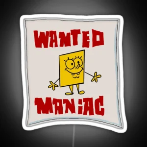 Spongebob Wanted Maniac Poster RGB Neon Sign