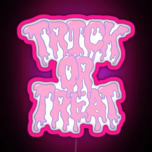 Spooktacular Treats Trick Or Treat Design For Halloween Fun RGB Neon Sign