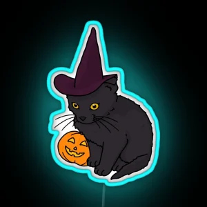 Spooky Pumpkin Kitten RGB Neon Sign