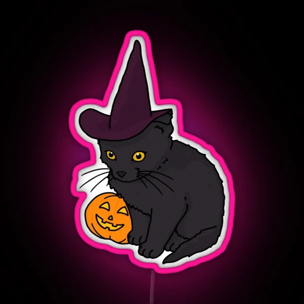 Spooky Pumpkin Kitten RGB Neon Sign