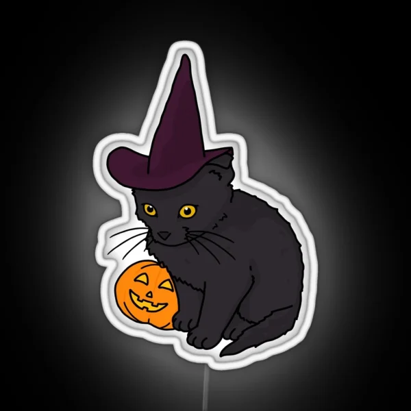 Spooky Pumpkin Kitten RGB Neon Sign