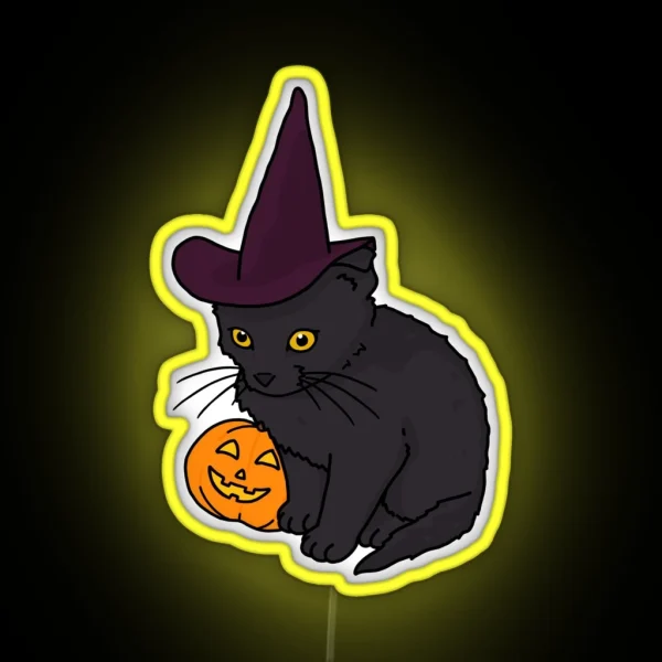 Spooky Pumpkin Kitten RGB Neon Sign