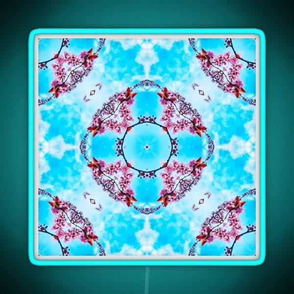 Spring Cherry Blossom Tree Kaleidoscope RGB Neon Sign