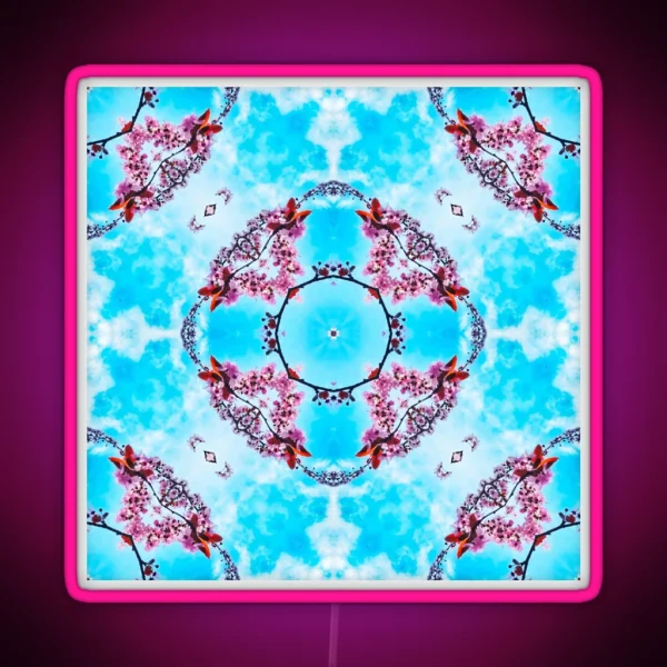 Spring Cherry Blossom Tree Kaleidoscope RGB Neon Sign
