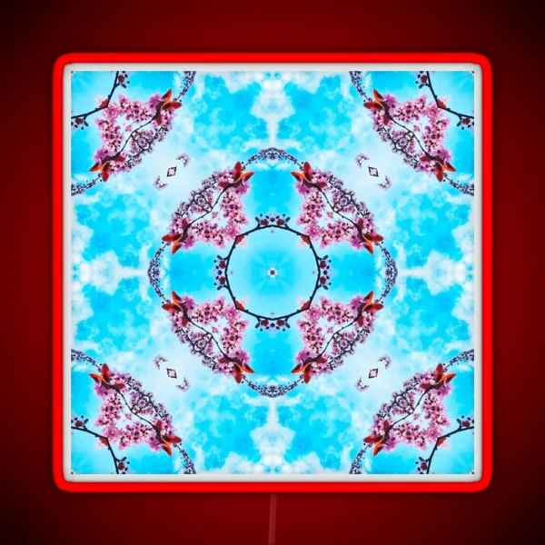 Spring Cherry Blossom Tree Kaleidoscope RGB Neon Sign