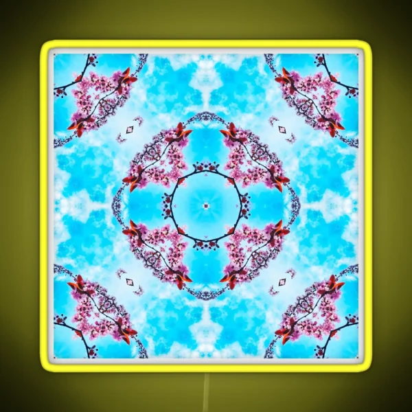 Spring Cherry Blossom Tree Kaleidoscope RGB Neon Sign