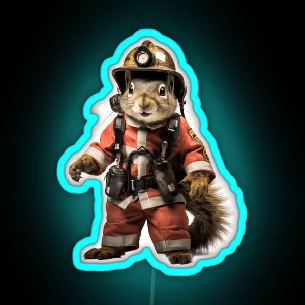 Squirrel Firefighter RGB Neon Sign