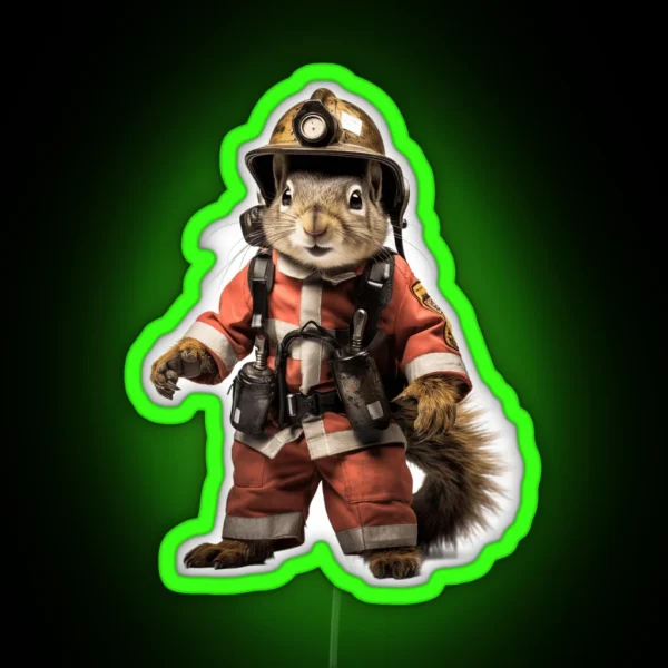Squirrel Firefighter RGB Neon Sign