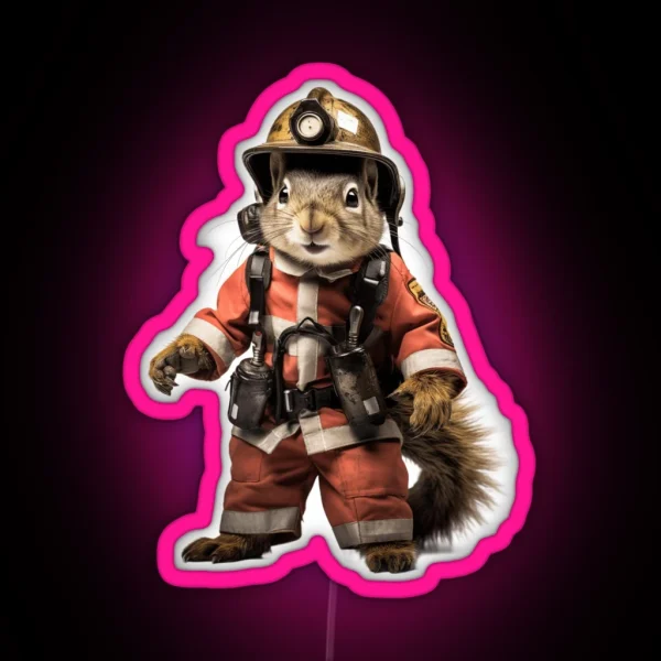 Squirrel Firefighter RGB Neon Sign