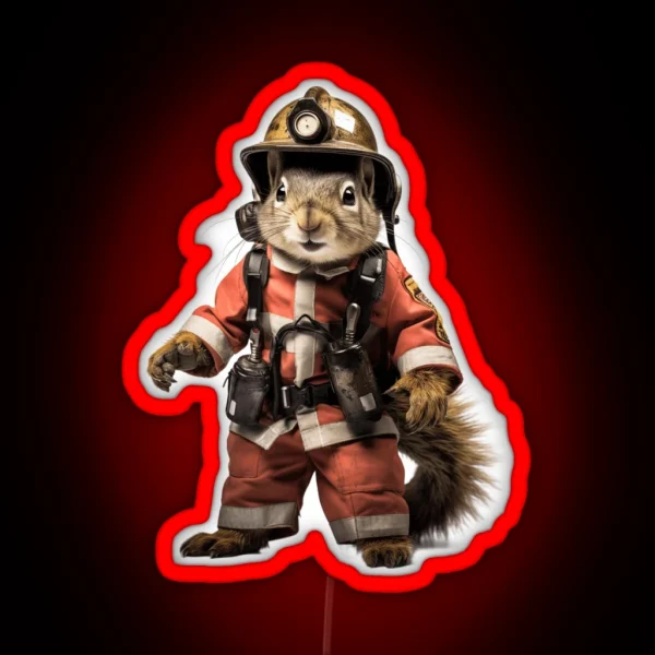Squirrel Firefighter RGB Neon Sign