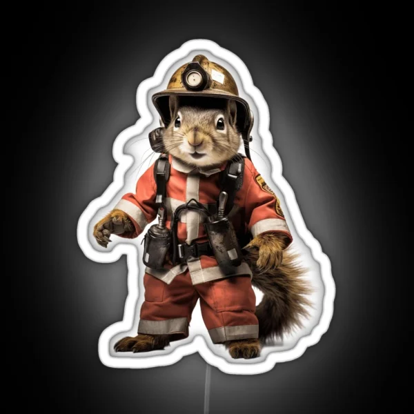 Squirrel Firefighter RGB Neon Sign