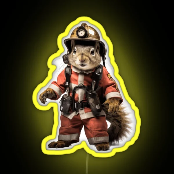 Squirrel Firefighter RGB Neon Sign