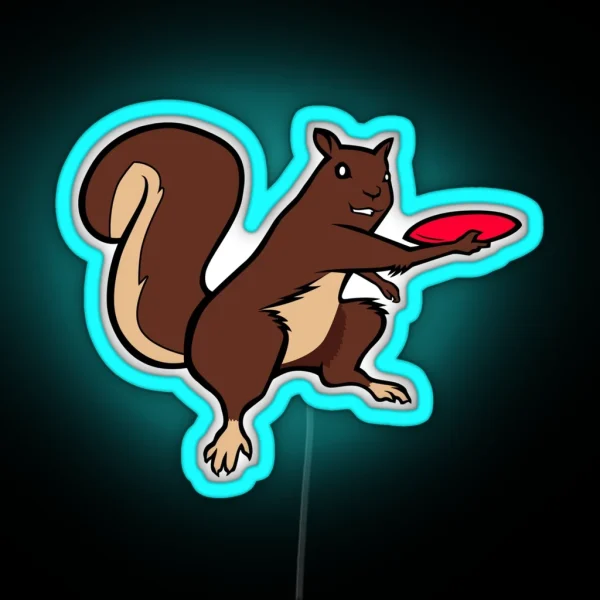 Squirrel Frisbee RGB Neon Sign