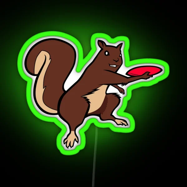 Squirrel Frisbee RGB Neon Sign