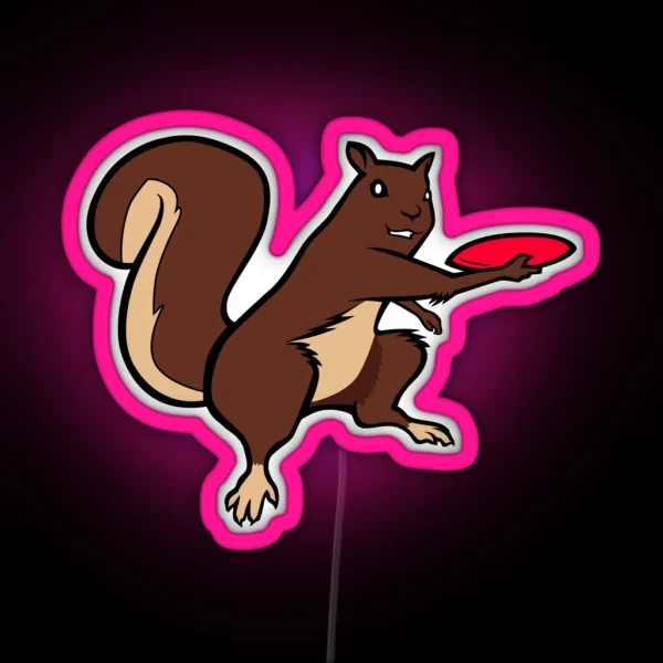 Squirrel Frisbee RGB Neon Sign