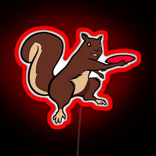Squirrel Frisbee RGB Neon Sign
