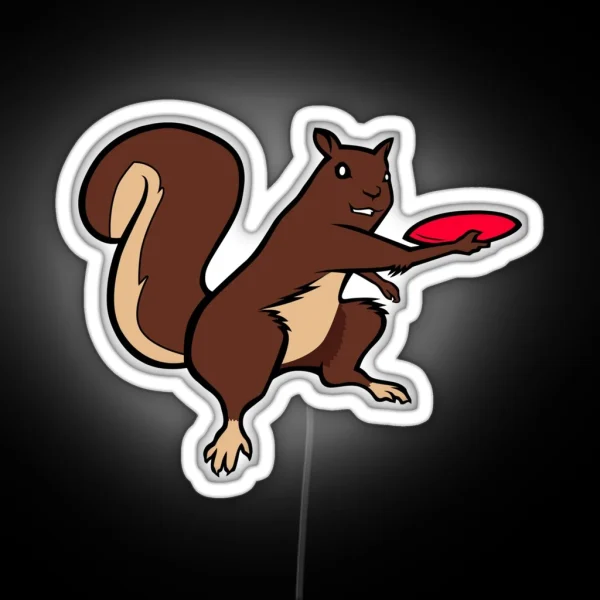 Squirrel Frisbee RGB Neon Sign