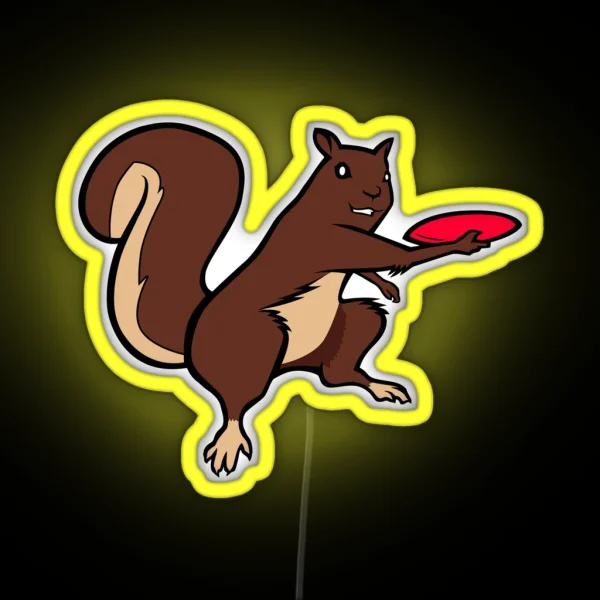 Squirrel Frisbee RGB Neon Sign