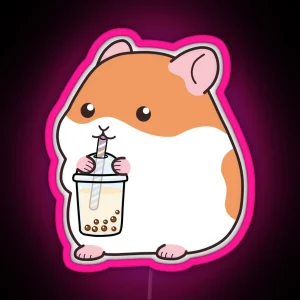 Squishy Hamster Loves Boba RGB Neon Sign