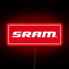 Sleek SRAM Corporation logo illuminated by vibrant RGB neon accents