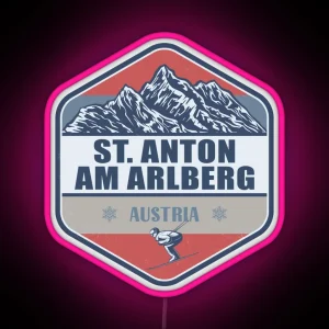 St Anton Am Arlberg Austria Vintage Skiing Design RGB Neon Sign