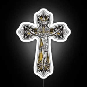 St Benedict Cross Crucifix RGB Neon Sign