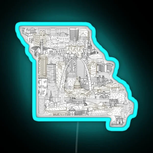 St Louis Missouri Skyline Cityscape Art RGB Neon Sign