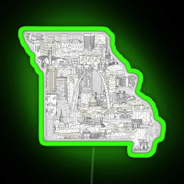 St Louis Missouri Skyline Cityscape Art RGB Neon Sign