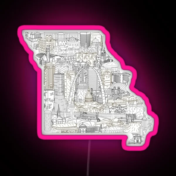 St Louis Missouri Skyline Cityscape Art RGB Neon Sign