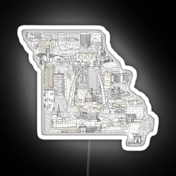St Louis Missouri Skyline Cityscape Art RGB Neon Sign