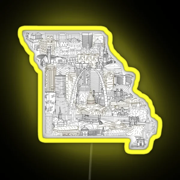 St Louis Missouri Skyline Cityscape Art RGB Neon Sign