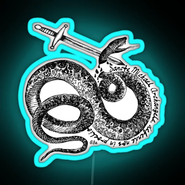 St Michael The Archangel Defend Us In Battle Latin RGB Neon Sign