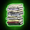 Vibrant Neon Sign with Rainbow Color Stack Bookshelf Accent Decoration
