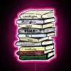 RGB Neon Sign with Stack of Books Modern Wall Decor Design
