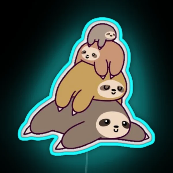 Stack Of Sloths RGB Neon Sign