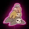 Vibrant Rainbow Glow with Adorable Animal Friends Sloth Stack Sign