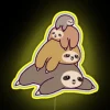 Colorful stack of sloth silhouettes in vibrant RGB neon lighting display