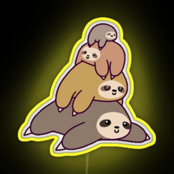 Stack Of Sloths RGB Neon Sign