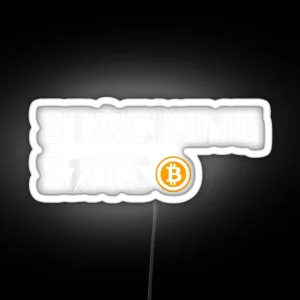 Stacking Sats Nakamoto Satoshi Bitcoin Crypto Cryptocurrency RGB Neon Sign