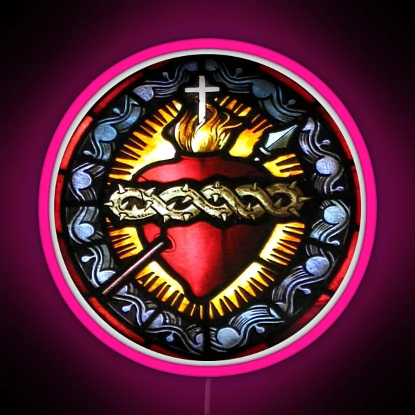 Stain Glass Sacred Heart 2 RGB Neon Sign