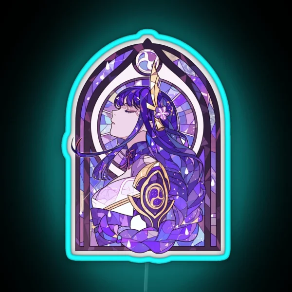 Stained Glass Raiden Shogun RGB Neon Sign