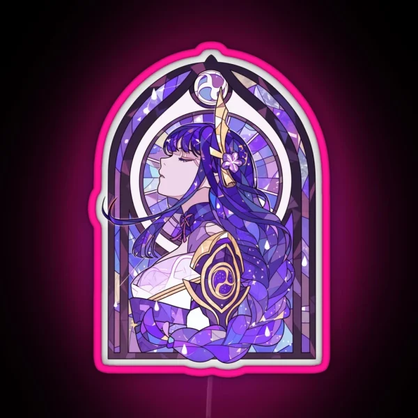 Stained Glass Raiden Shogun RGB Neon Sign