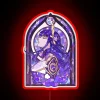 Vibrant stained glass Raiden Shogun RGB LED neon wall decor.