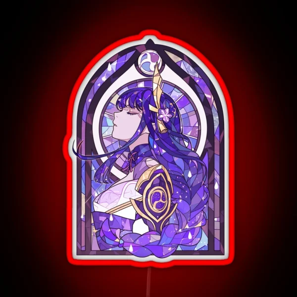 Stained Glass Raiden Shogun RGB Neon Sign