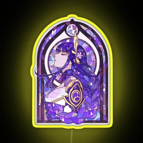Stained Glass Raiden Shogun RGB Neon Sign