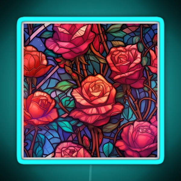 Stained Glass Rose Pattern RGB Neon Sign