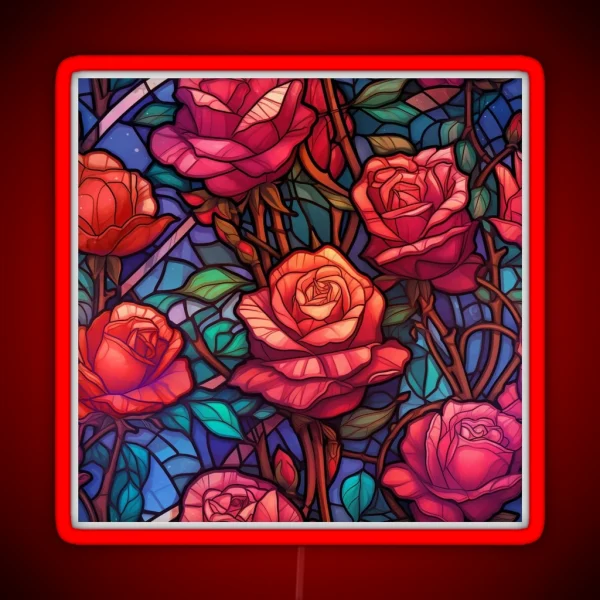 Stained Glass Rose Pattern RGB Neon Sign