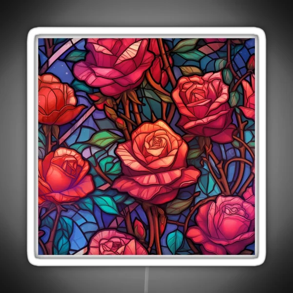 Stained Glass Rose Pattern RGB Neon Sign